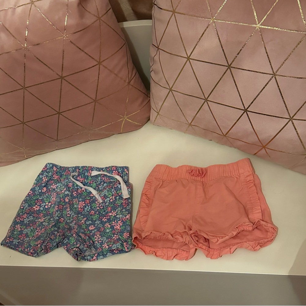 Carters floral shorts and pink frill shorts  size 2T
